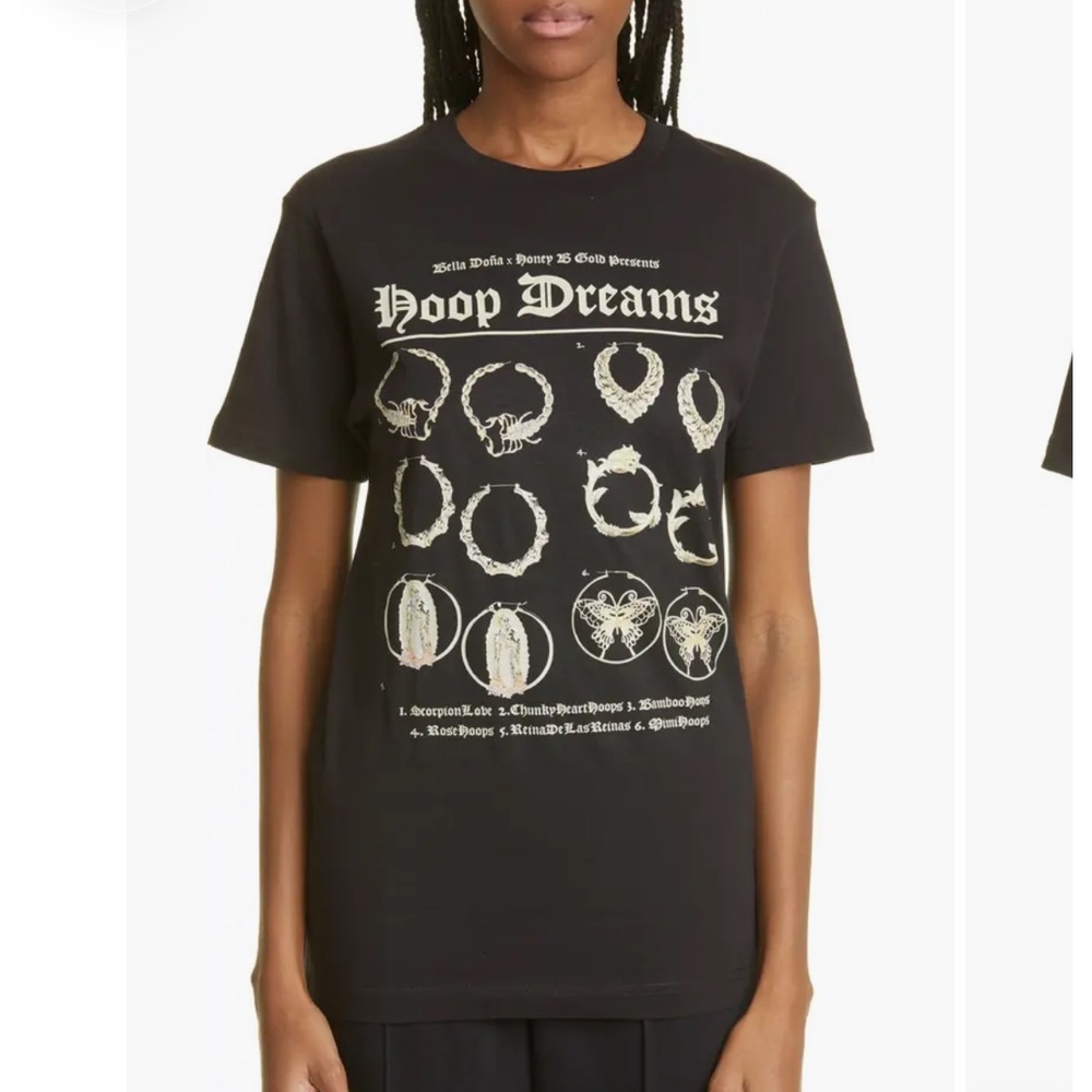 Bella Dona Hoop Dreams Black Tee Earrings Hop Hop Culture Size Small